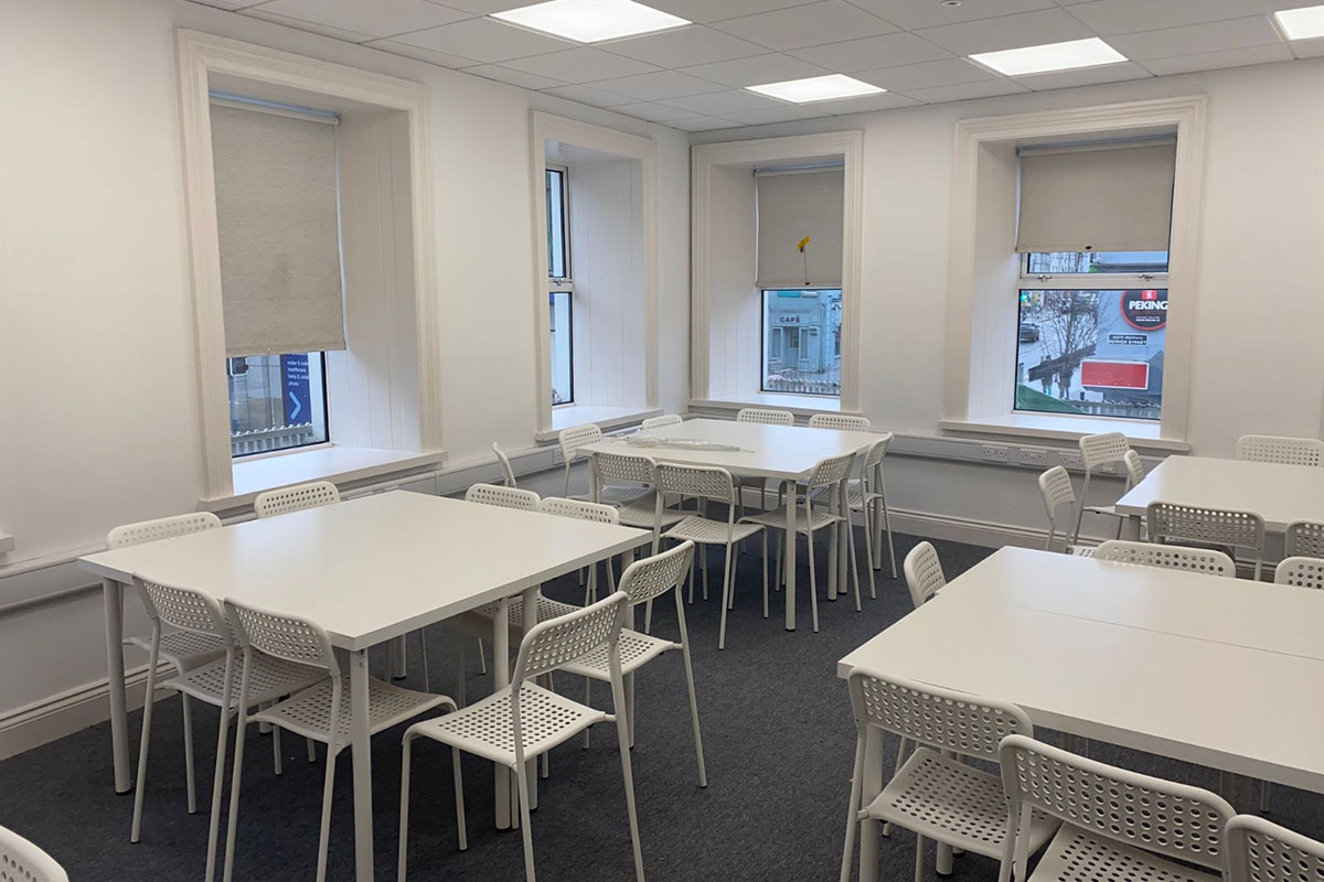 English language classroom with creative activities in Tullamore